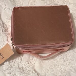 NWT: BEIS Pink Metallic Cosmetic Case